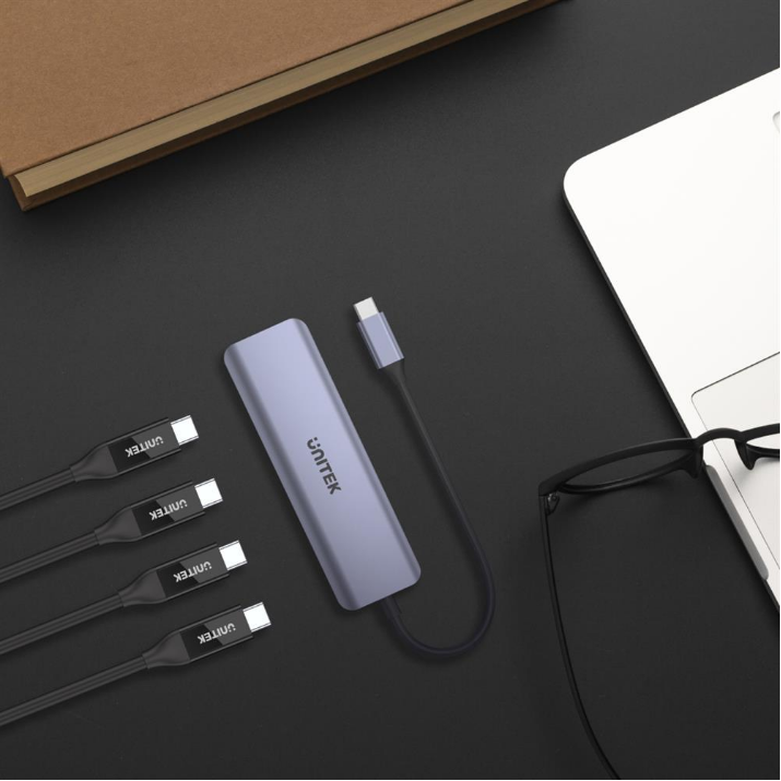 Unitek H1107K - 4-in-1 Multi Port Hub w/ USB-C Connector. 4 x USB-C Ports. USB3.0 w/ a Data Tr&fer