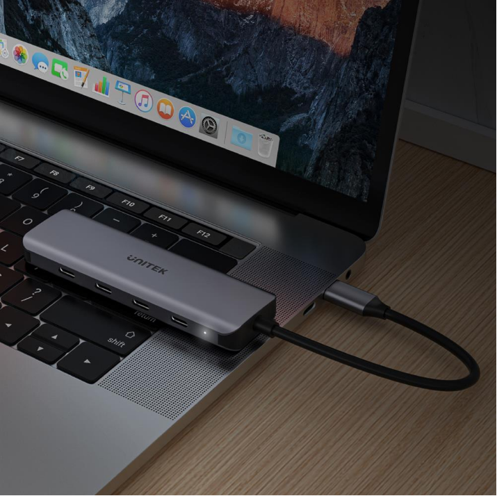 Unitek H1107K - 4-in-1 Multi Port Hub w/ USB-C Connector. 4 x USB-C Ports. USB3.0 w/ a Data Tr&fer