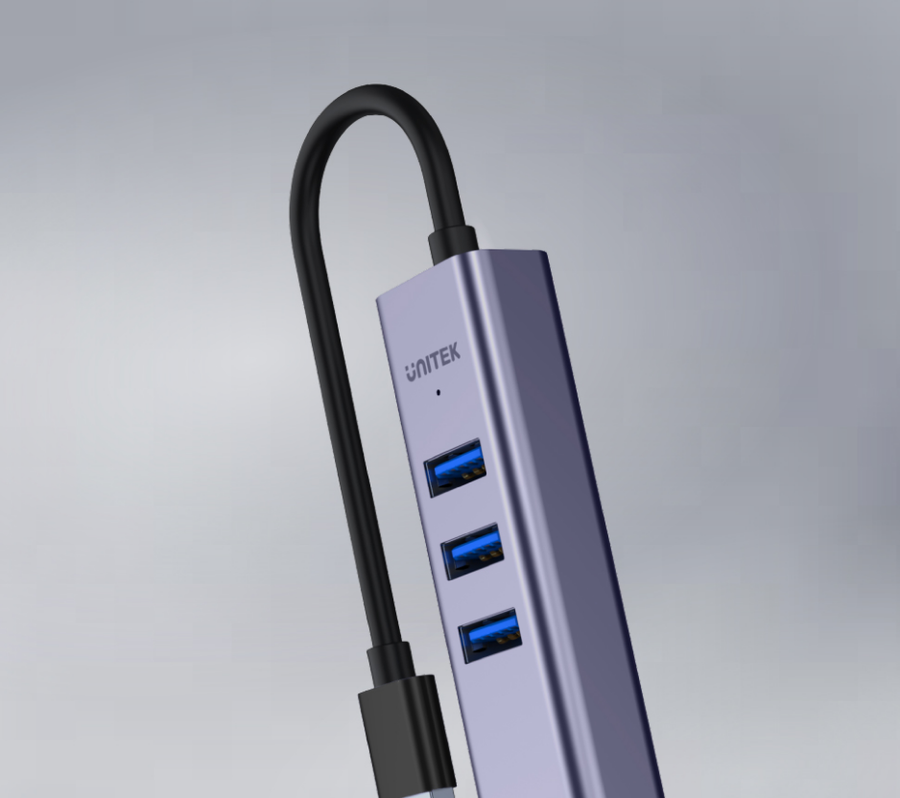 Unitek Y-3088B - 4-in-1 USB Multi-port Hub w/ 2-in-1 Connectors (USB-C & USB-A). Includes 3x USB-A 3.0