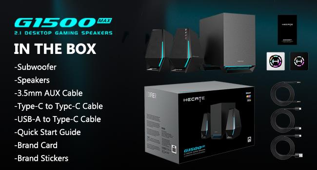 Edifier  G1500 MAX 30W 2.1 RGB Desktop PC Gaming Speakers with Bluetooth 5.3 - Black