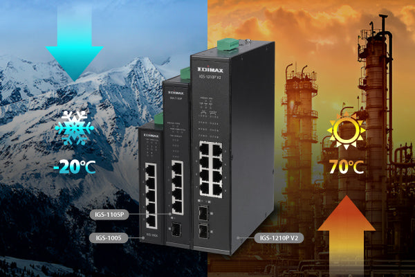 EDIMAX IGS-1210PV2 - Industrial 10-Port Gigabit PoE+ DIN Rail Switch