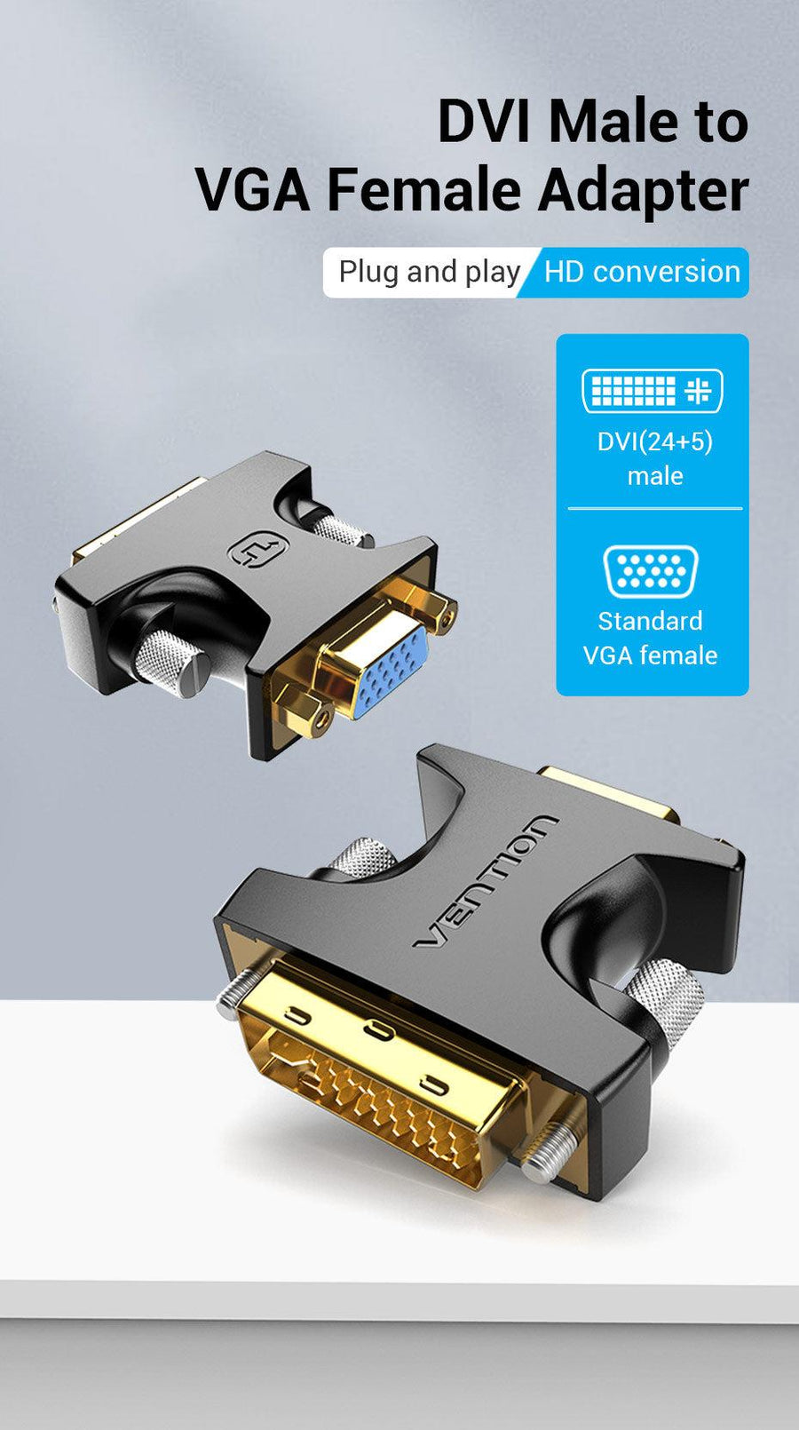 Vention ECFB0  DVI Male to VGA Female Adapter Black