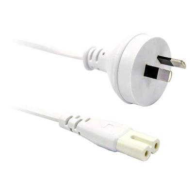 RackPower CM0NF150W - 10A 2 pin plug to C7 IEC Figure 8 socket on 1.5m 0.75mm2 White lead