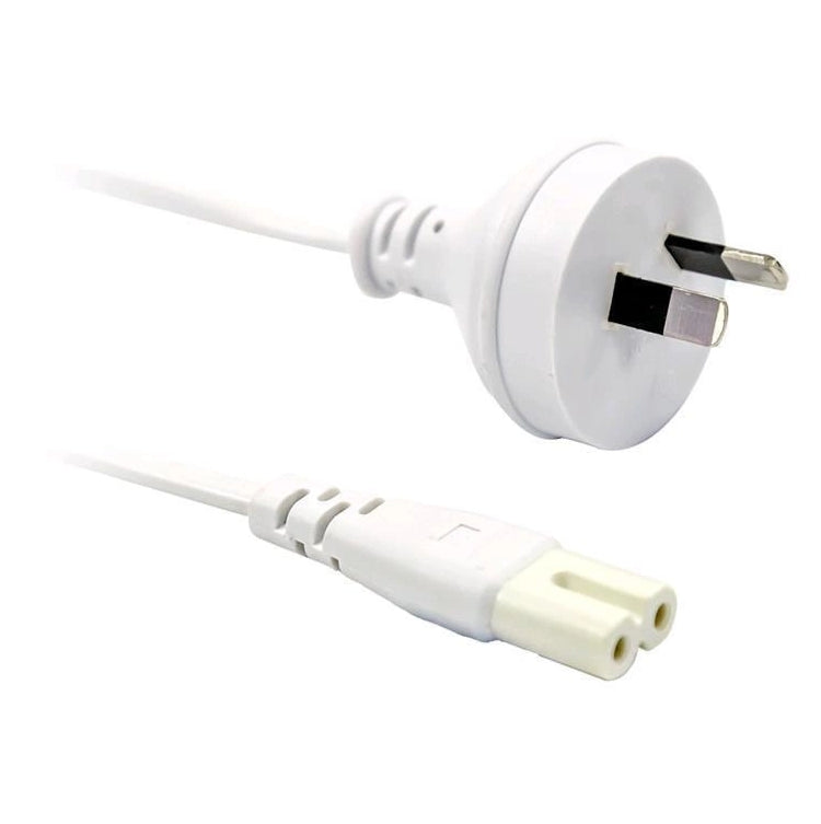 RackPower CM0NF150W - 10A 2 pin plug to C7 IEC Figure 8 socket on 1.5m 0.75mm2 White lead