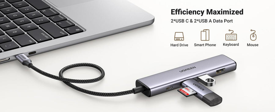 UG-15395 - UGREEN CM473 USB-C To 4 Ports Hub Splitter  USB-C To 2 USB-A  2 USB-C