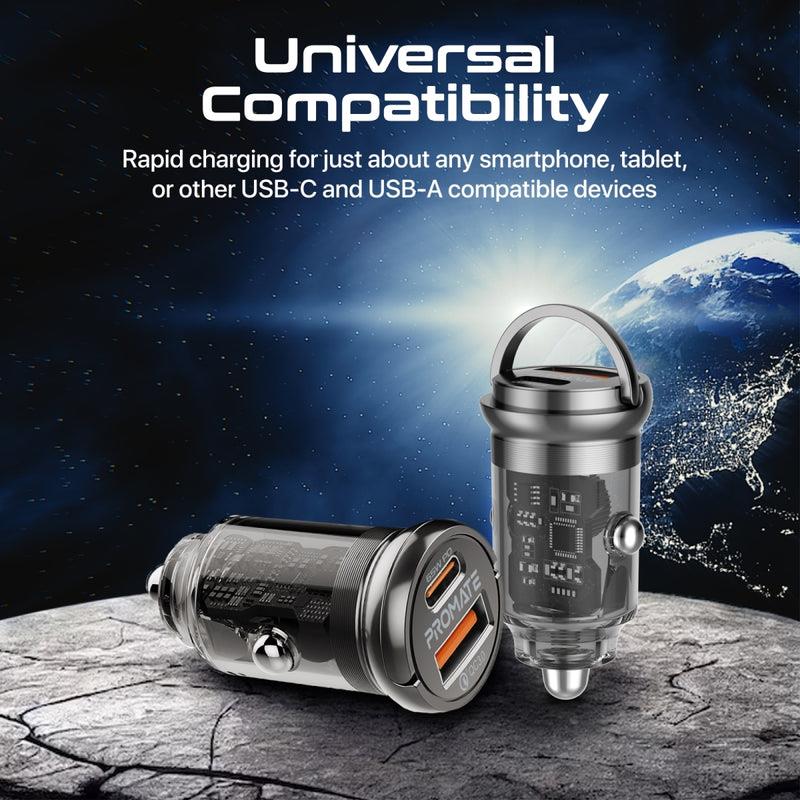 Promate TRANSDRIVE-65W - 65W Quick Charging In-Car Adapter for Tablets & phones 65W PD USB-C