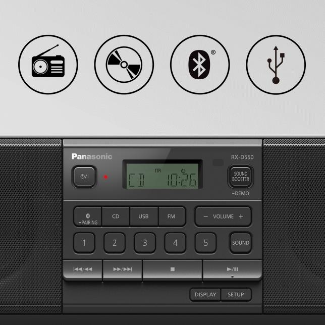 RX-D550GS-K - PORTABLE CD RADIO WITH BLUETOOTH AND USB INPUTS