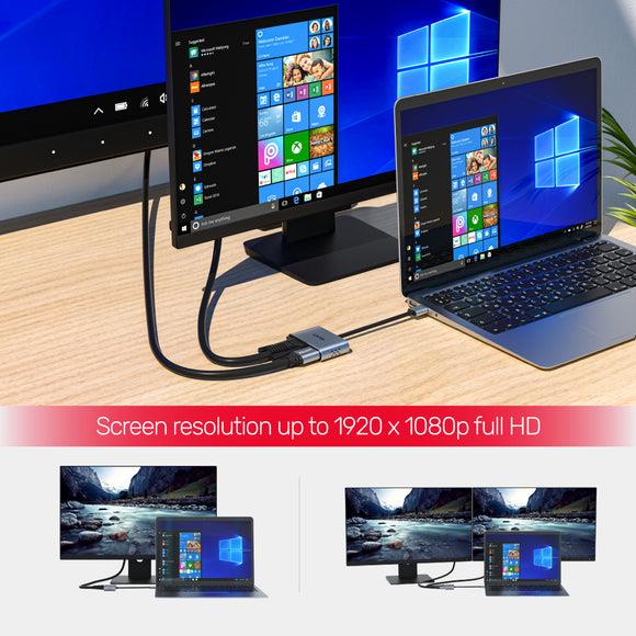 Unitek V1304A - USB-A to HDMI 2.0 & VGA Adapter Dual Monitor Support. Screen Res up to 1920x1080P