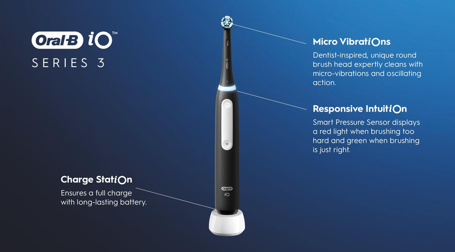 Oral-B iO Series 3 Electric Toothbrush with Charging Stand - Icy Blue