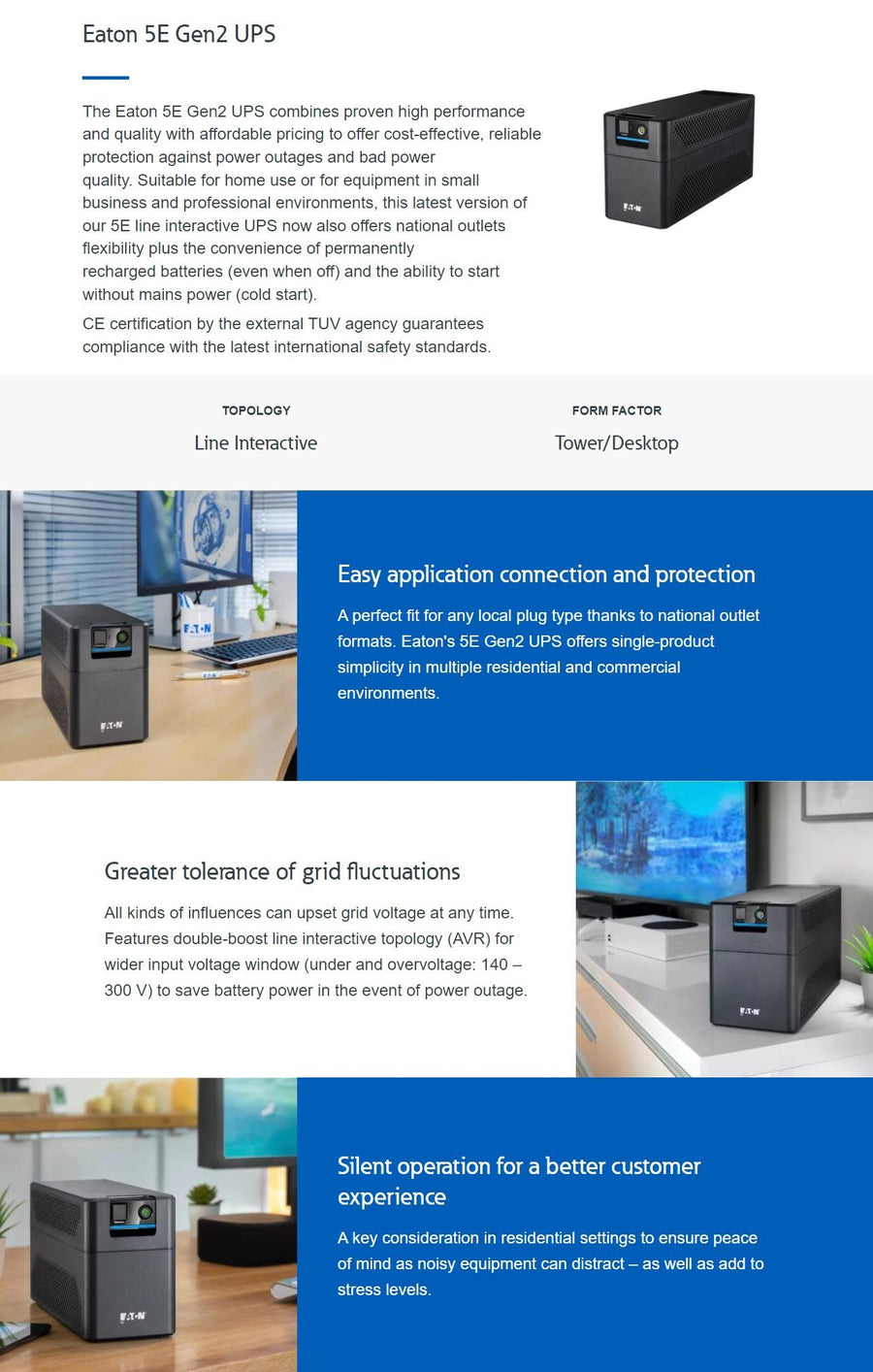 EATON 5E2200UIAU - 5E GEN 2 UPS 2200VA/1200W Line Interactive Tower