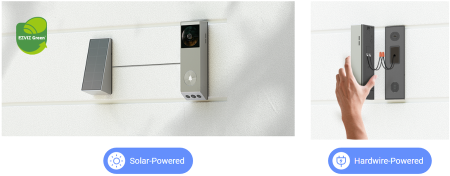 EZVIZ  EP3x Pro 3MP/2K Dual-lens Outdoor Wire-Free Battery Video Doorbell with Spotlight & Solar Panel