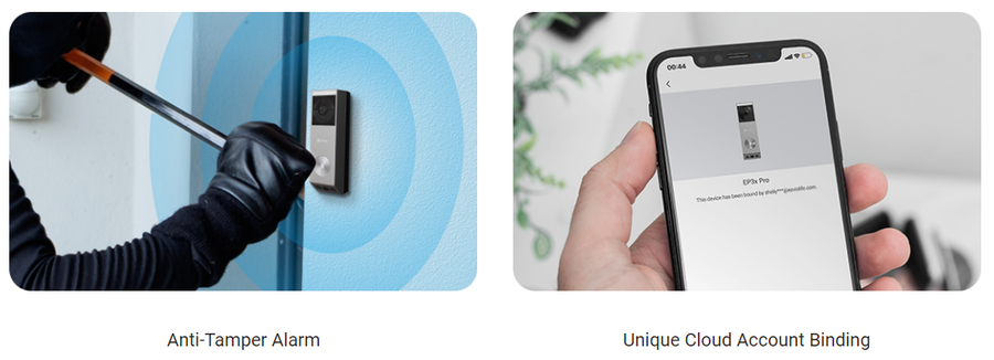 EZVIZ  EP3x Pro 3MP/2K Dual-lens Outdoor Wire-Free Battery Video Doorbell with Spotlight & Solar Panel