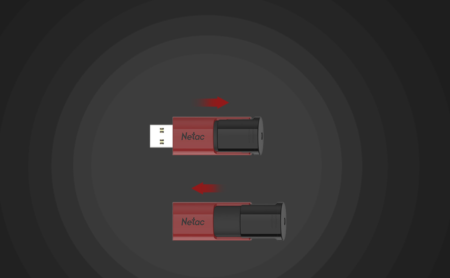 NT03U182N-128G-30RE - Netac U182 USB3 Flash-Laufwerk 128 GB UFD ausziehbar Rot/Schwarz