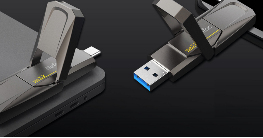 NT03US5C-256G-32TA - Netac US5 USB3.2 Type-A + Type-C External SSD 256GB