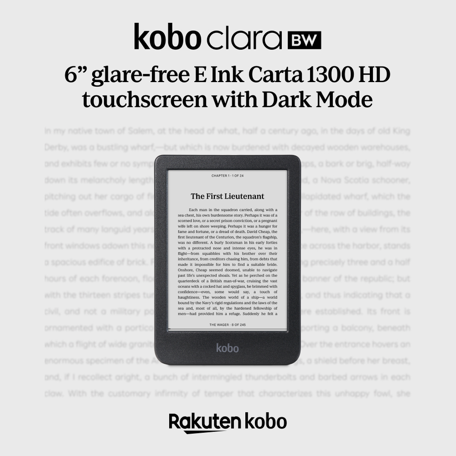 N365-KU-BK-K-EP - KOBO CLARA BW 6" E INK CARTA DISPLAY COMFORT LIGHT PRO & WATERPROOF E-READER