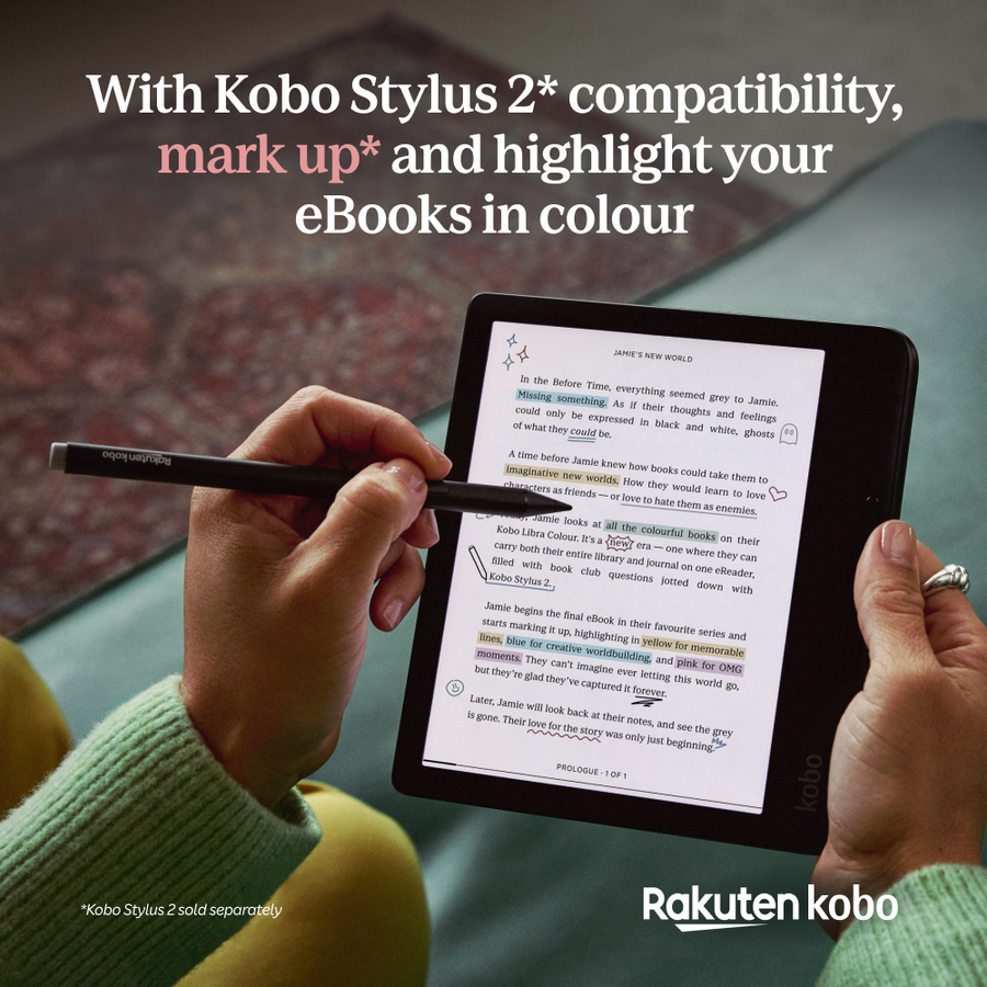 N428-KU-WH-K-CK - KOBO LIBRA COLOUR WHITE 7" E INK COLOUR DISPLAY STYLUS 2 COMPATIBILITY & WATERPROOF E-READER