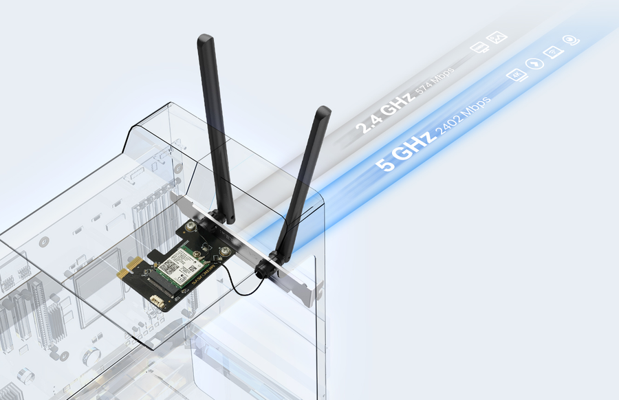 MA80XE - TP-Link Mercusys Wireless PCIe Adapter AX3000 + Bluetooth5.2