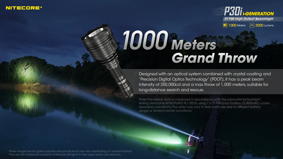 P30I - NITECORE P30I 2000 LUMEN 1093 YARD LONG THROW TORCH