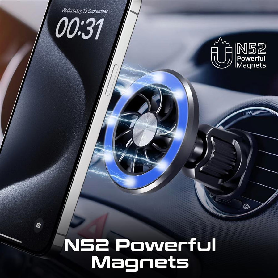 Promate CLIPMOUNT - MagGrip Cradleless AC Vent Magnetic Smartphone Mount. Metal Ring. 360 Rotation.