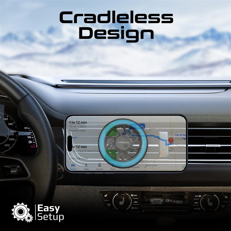 Promate CLIPMOUNT - MagGrip Cradleless AC Vent Magnetic Smartphone Mount. Metal Ring. 360 Rotation.