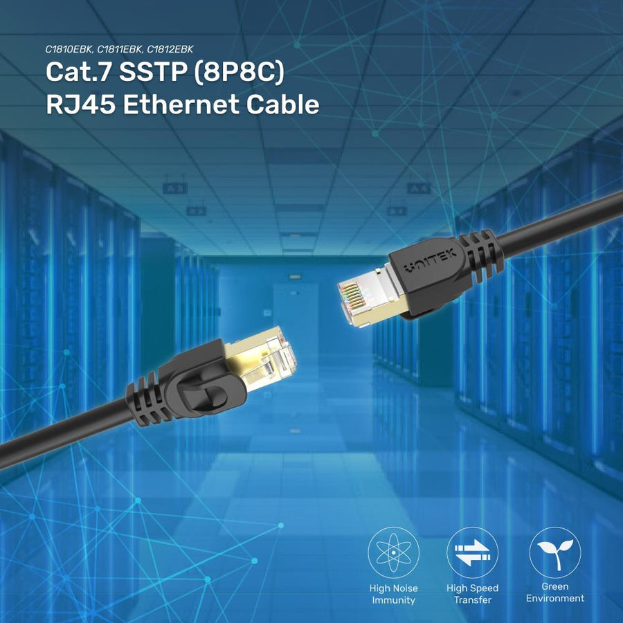 C1811EBK-3 - 3m CAT7 Black SSTP 26AWG Patch Lead in PVC Jacket Supports 10 Gigabit Ethernet