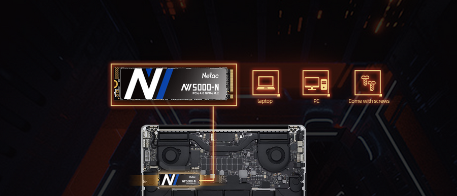 NT01NV5000N-1T0-E4X - Netac NV5000-N PCIe4x4 M.2 2280 NVMe SSD 1TB 5YR
