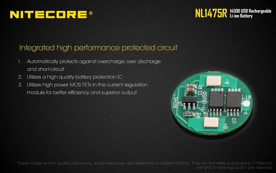 NL1475R - NITECORE LI-ION WIEDERAUFLADBARE 14500 BATTERIE 3.7V 750MAH