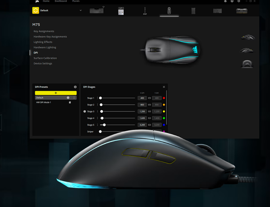 CH-930D010-AP - CORSAIR M75 LIGHTWEIGHT RGB GAMING MOUSE - BLACK