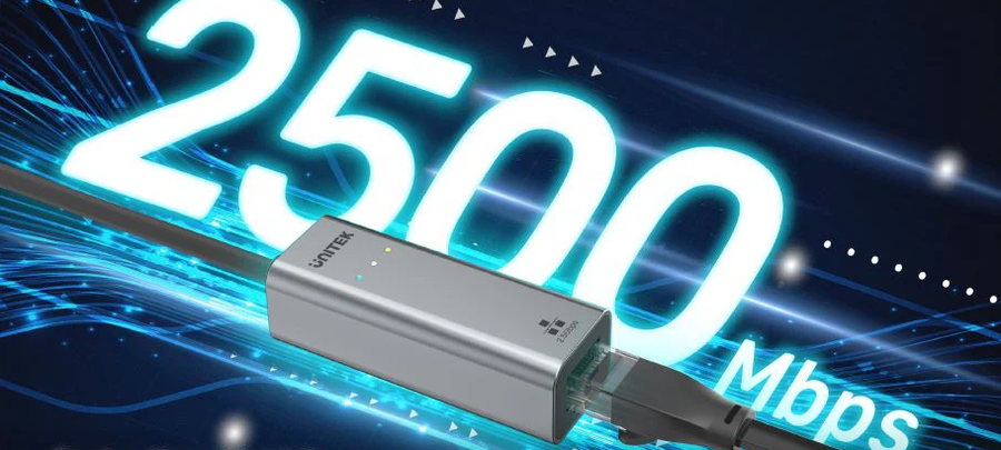 Unitek U1313C - USB to 2.5G Ethernet Adapter w/ 2-in-1 Connectors (USB-C & USB-A). up to 2500Mbps