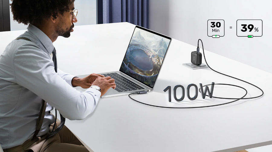 Unitek C14123BK-5M - 5m USB-C to Right Angled 90 Degree USB-C Connector. Supports 100W PD Fast Charging