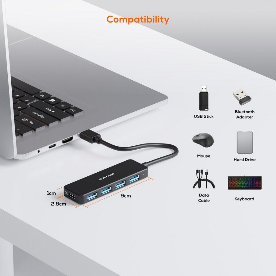 MB-U3H-5K - mbeat 4-Port USB 3.0 Hub mit USB-C DC-Anschluss