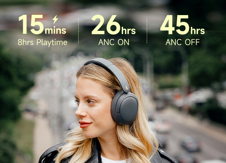 Edifier  W800BT Pro Wireless Over-Ear Noise-Cancelling Headphones - Grey