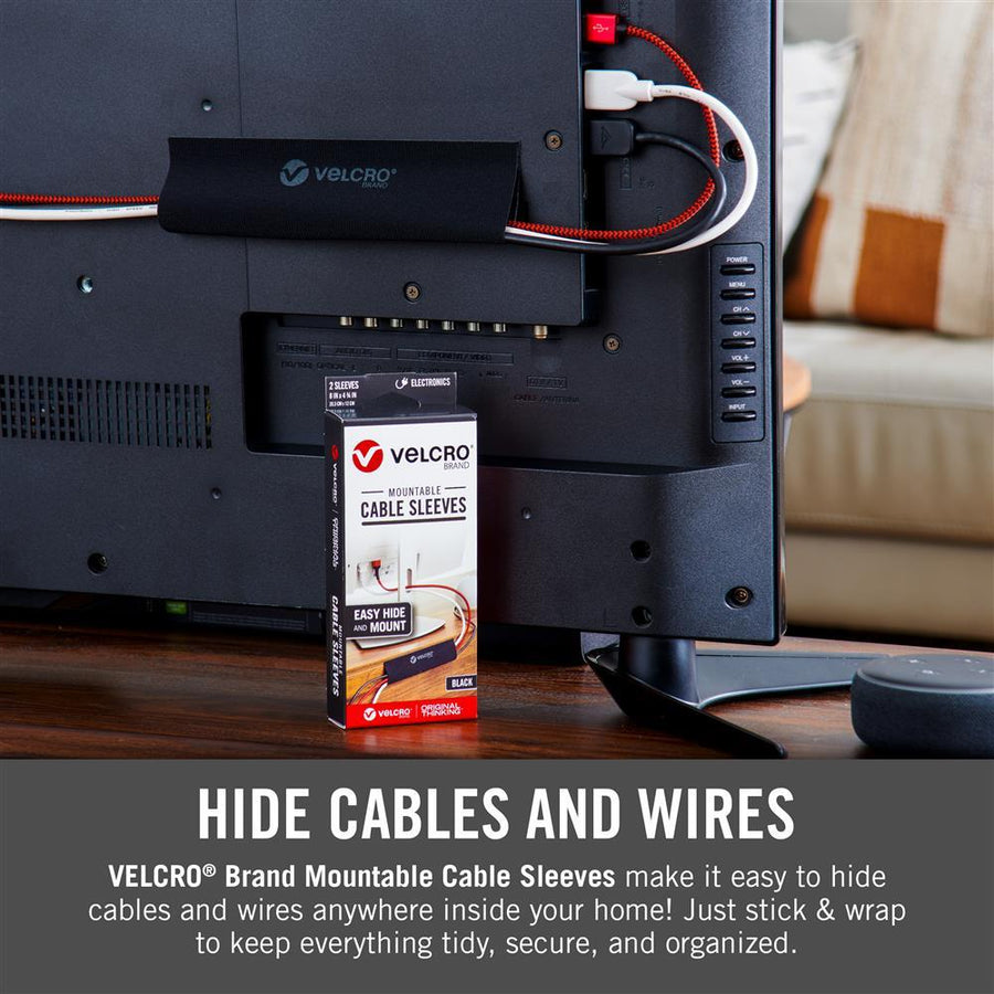 VELCRO VEL30799 - Mountable Cable Sleeves. Mount Electrical Cords Easy to Add or Change Cables.