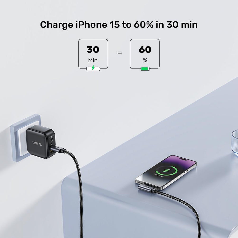 C14123BK-3M - 3m USB-C to Right Angled 90 Degree USB-C Connector. Supports 100W PD Fast Charging