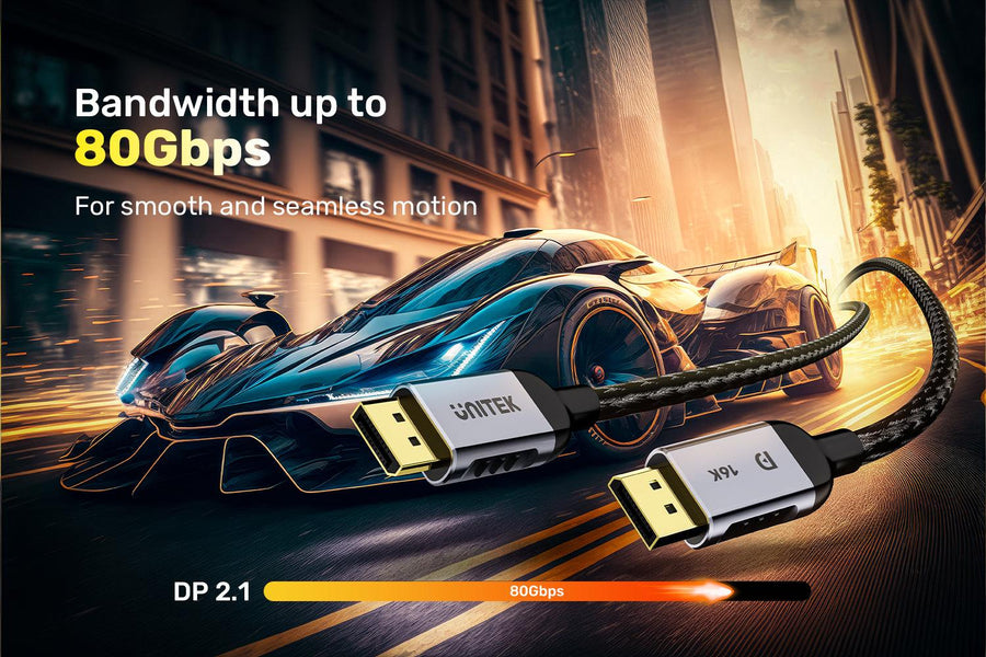 Unitek C1626GY-2M - 2m DisplayPort V2.1 Cable. Supports 16K@60Hz 8K@120Hz & 4K@240Hz
