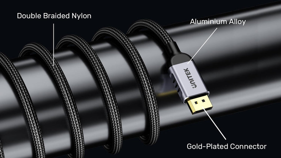 Unitek C1626GY-2M - 2m DisplayPort V2.1 Cable. Supports 16K@60Hz 8K@120Hz & 4K@240Hz