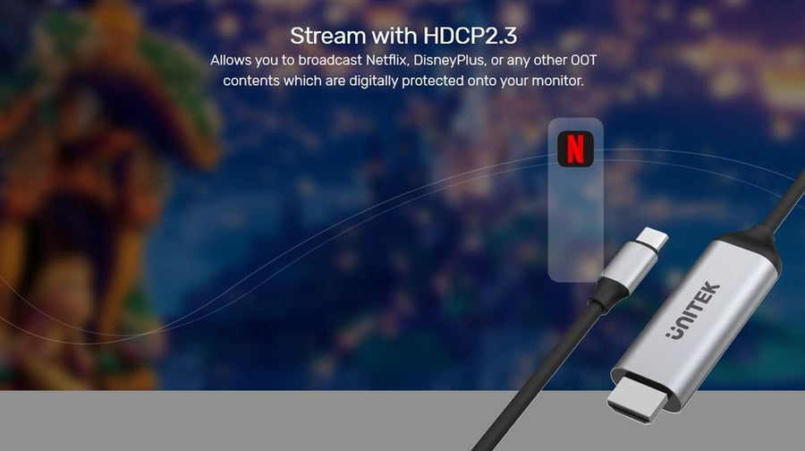 Unitek V1423A - 1.8m 4K USB-C to HDMI cable. Premium Audio Video UltraHD. Gold Plated Connectors.