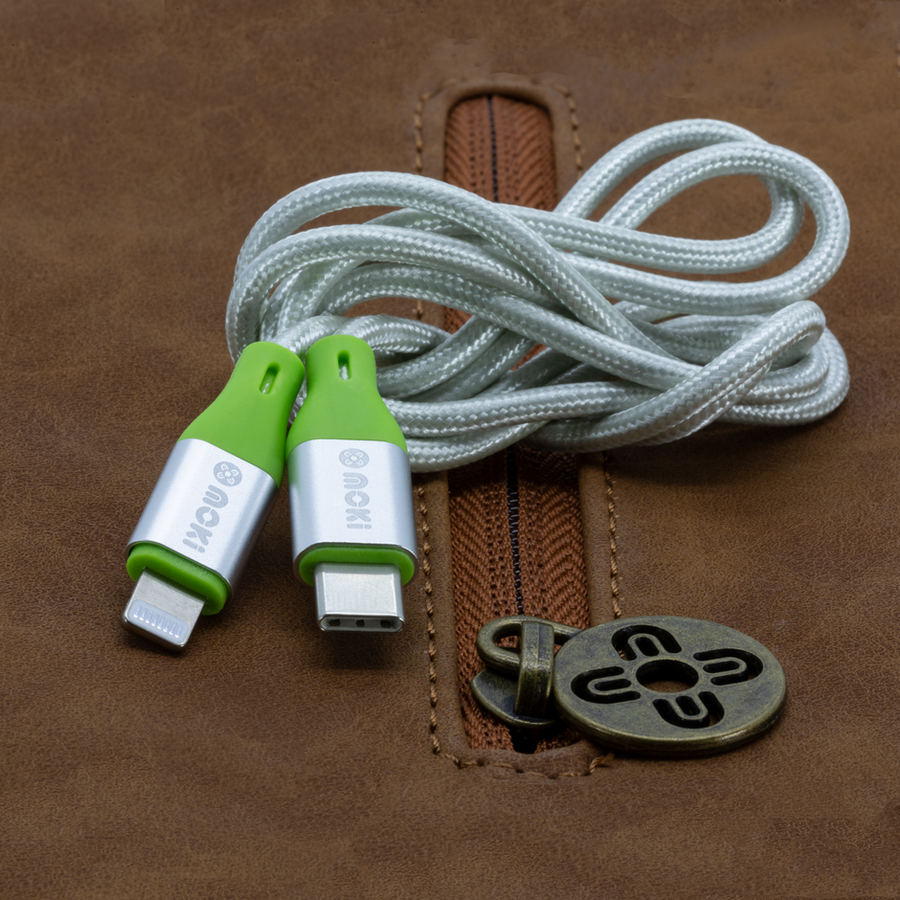 MOKI Recharge ACC-MTCLB90 - Moki Braided USB-C to Lightning SynCharge Cable - (MFi Licensed) 90cm - Silver