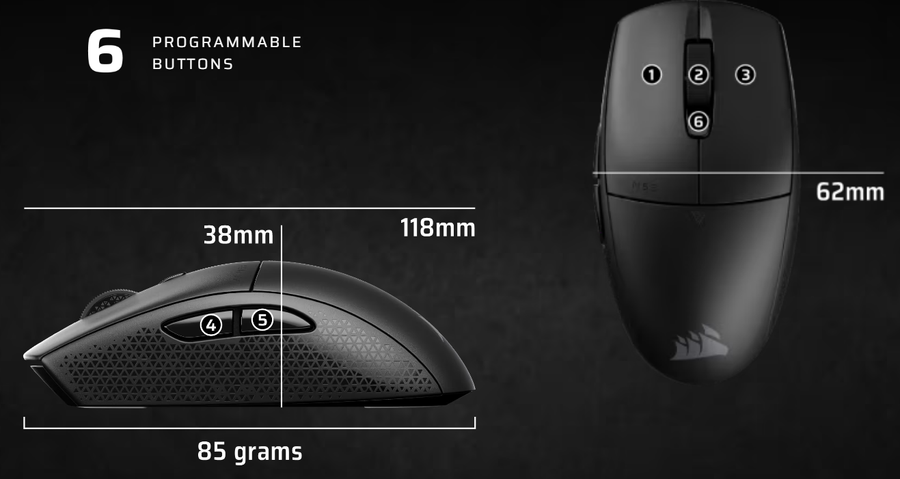 CH-931F000-AP - CORSAIR M55 WIRELESS LIGHTWEIGHT GAMING MOUSE - BLK