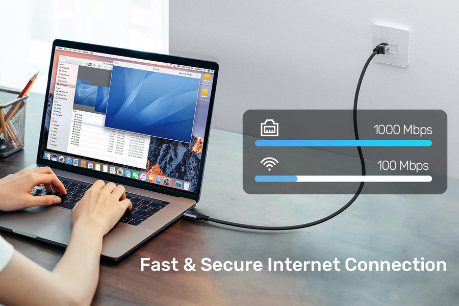 C18148AGY01-3M - 3m USB-C to RJ45 High-Speed 1Gbps Ethernet Cable. Connect PC Direct to Router