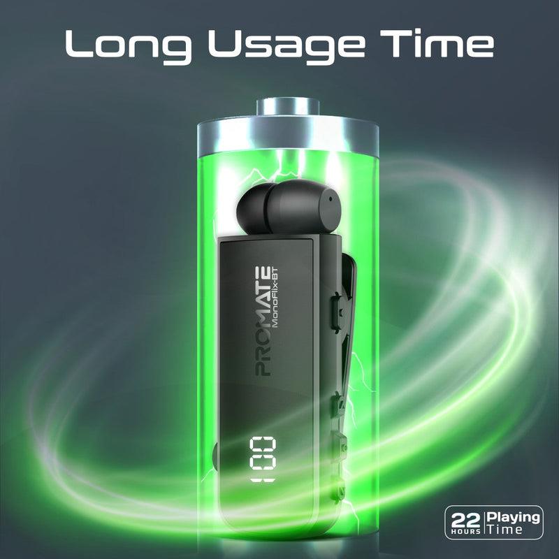 Promate MONOFLIX-BT - Mono Bluetooth Earphone w/ Dynamic HD Sound & Built-in Mic Retract Earphone