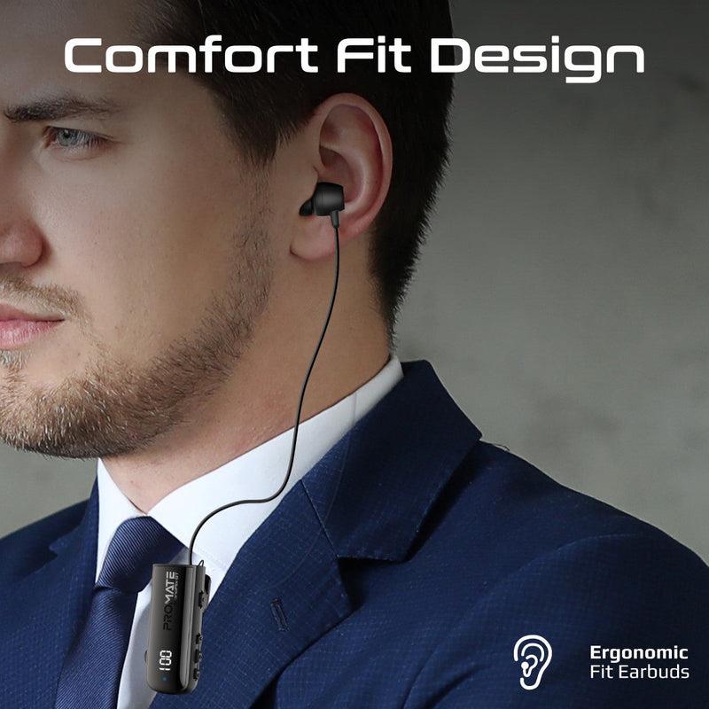 Promate MONOFLIX-BT - Mono Bluetooth Earphone w/ Dynamic HD Sound & Built-in Mic Retract Earphone