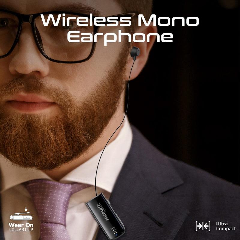 Promate MONOFLIX-BT - Mono Bluetooth Earphone w/ Dynamic HD Sound & Built-in Mic Retract Earphone