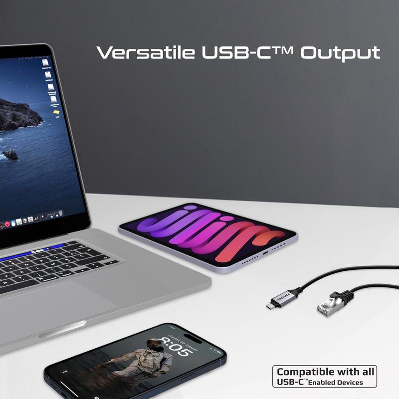 Promate CLINK-RJ45 - 5m USB-C to RJ45 High-Speed 1Gbps Ethernet Cable. Premium Aluminium Alloy