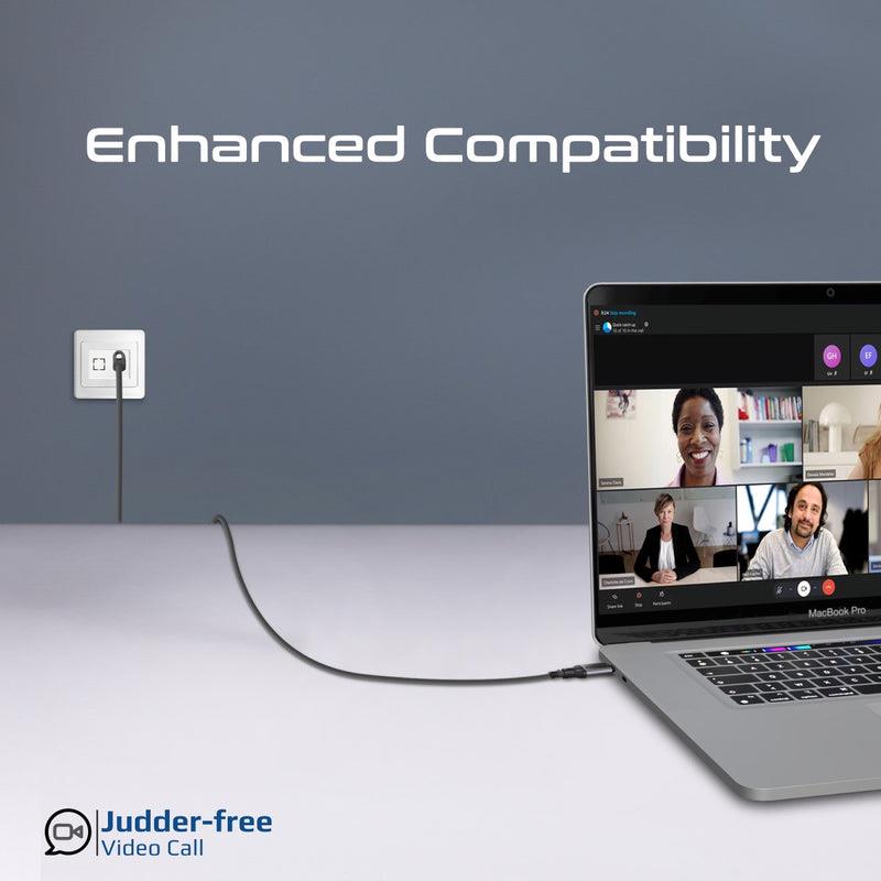 Promate CLINK-RJ45 - 5m USB-C to RJ45 High-Speed 1Gbps Ethernet Cable. Premium Aluminium Alloy