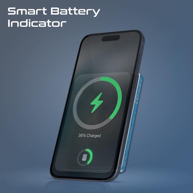 Promate BLADE-5-BL - 5000mAh Ultra-Slim Wireless Charging 15W MagSafe PowerBank 20WPD USB-C In/Out Port Smart