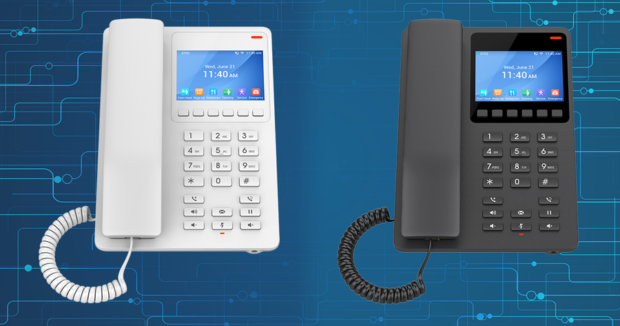 GHP631W - Grandstream GHP631W Desktop Hotel SIP IP Phone with 3.5' Colour LCD, PoE, Dual-band WiFi 6 - Black