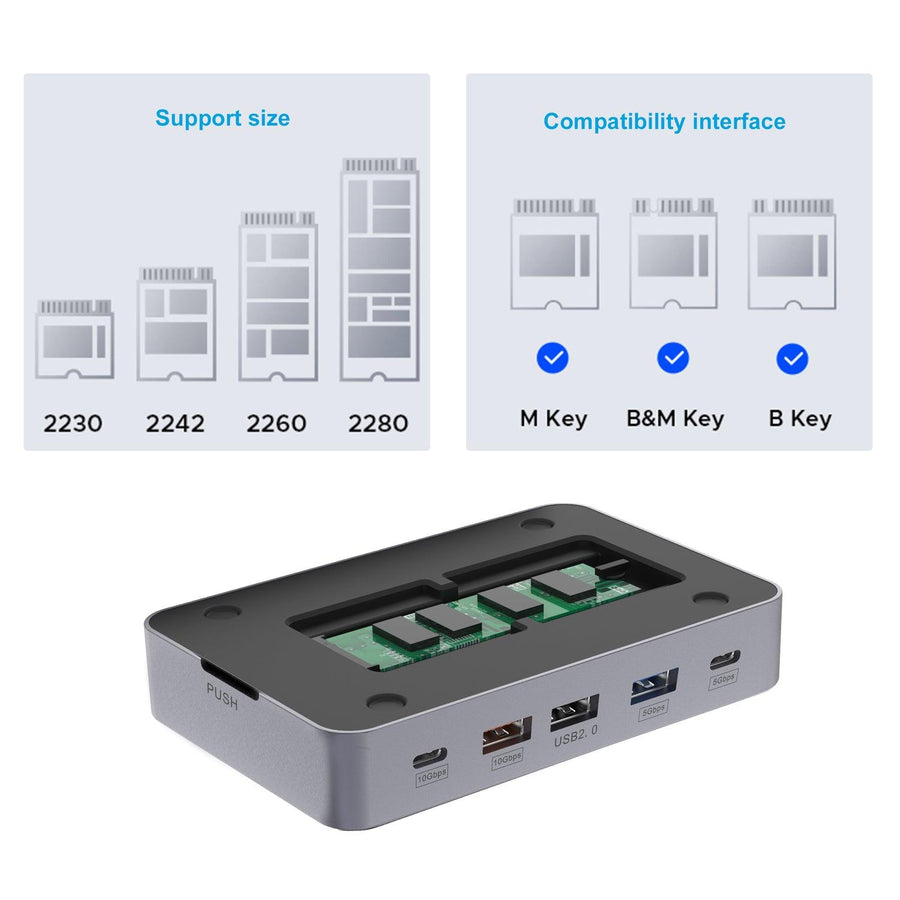 Cruxtec  CDK14-SG 14-in-1 USB-C 100W Docking Station with Built-in M.2 Slot support upto 4TB -
