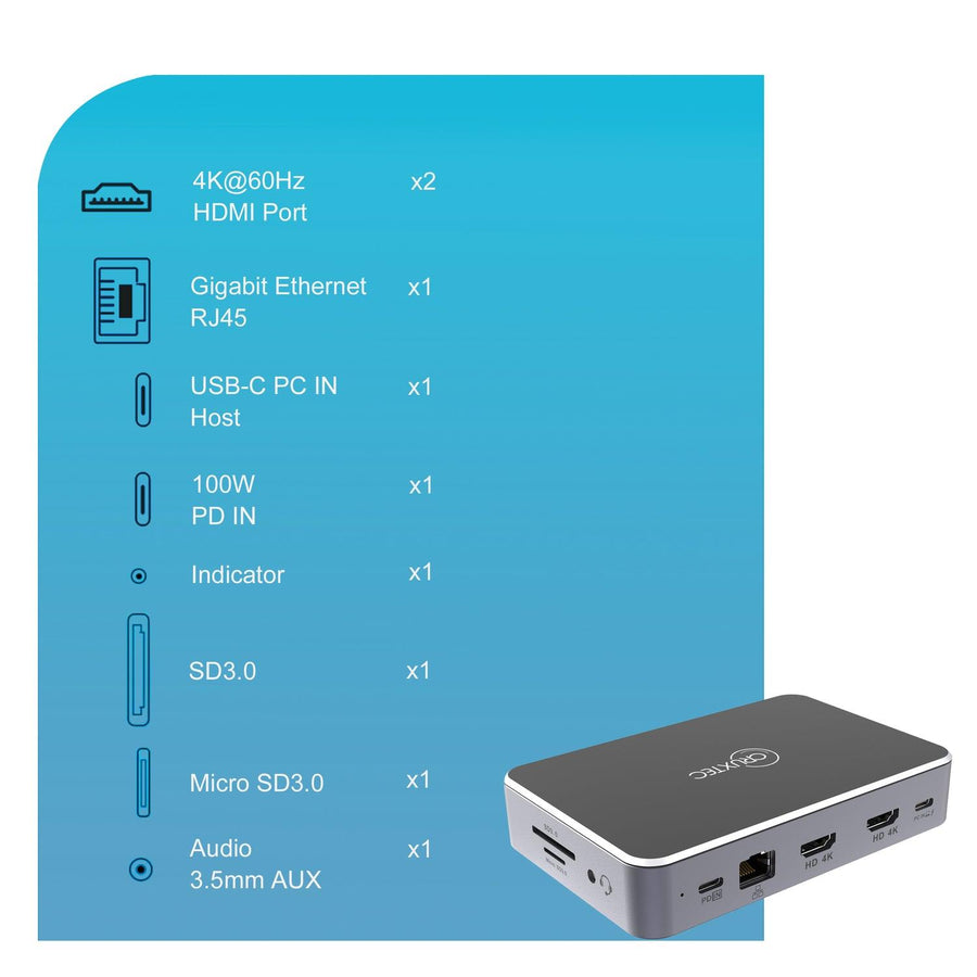 Cruxtec  CDK14-SG 14-in-1 USB-C 100W Docking Station with Built-in M.2 Slot support upto 4TB -