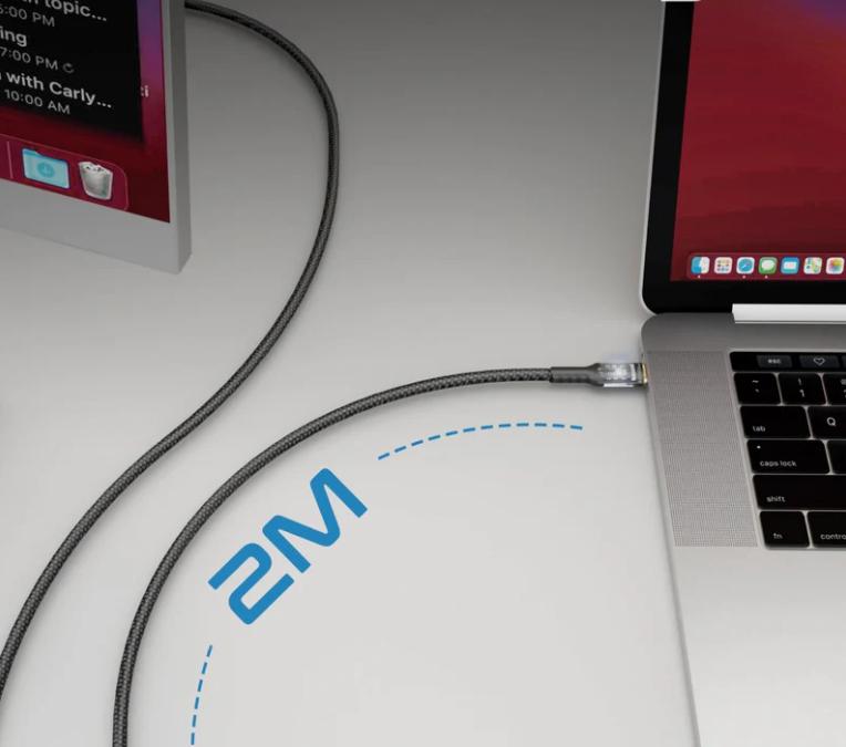 Promate LUCIDLINE-CC200W - 2m USB-C to USB-C Ultra-Fast 100W PD Cable w/ Transparent Connectors